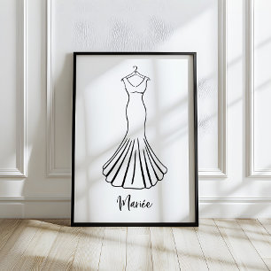 Poster Robes de Mariée Françaises Dessinées à la Main ave