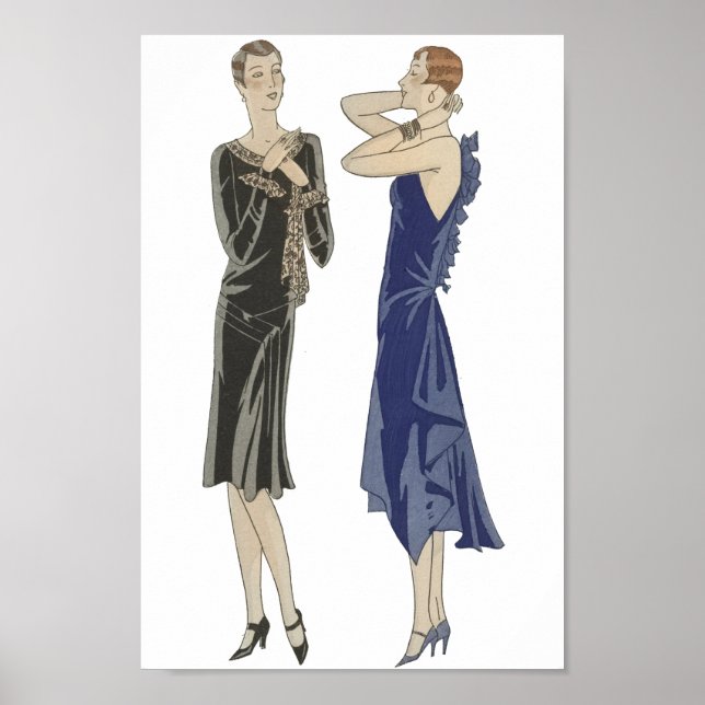 Poster Robes de mode Flapper Girl Pinups 1920 Art (Devant)