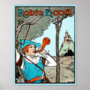 Poster Robin Hood Antique Illustration Joyeux Hommes