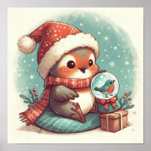 Robin mignon Avec Snowglobe Kids Room Wall Art