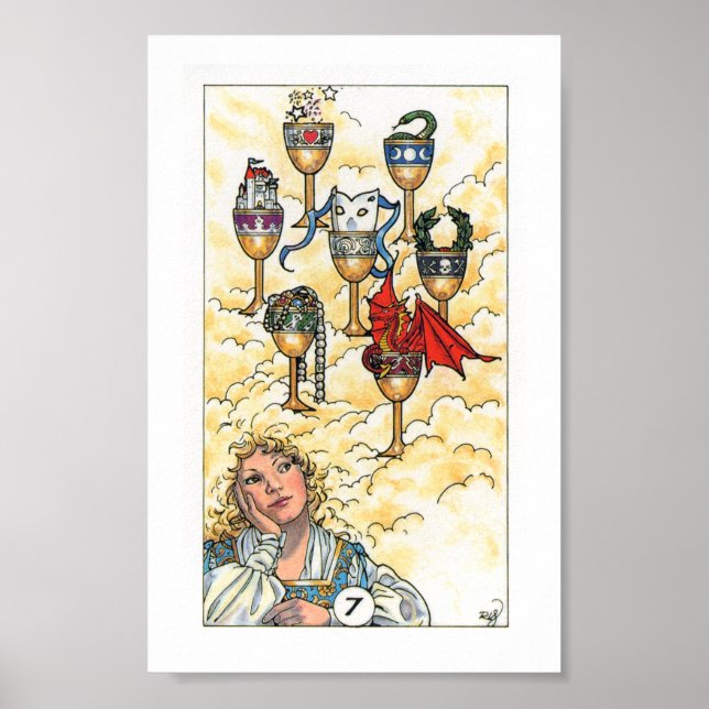 Poster Robin Wood Tarot - Sept tasses (Devant)