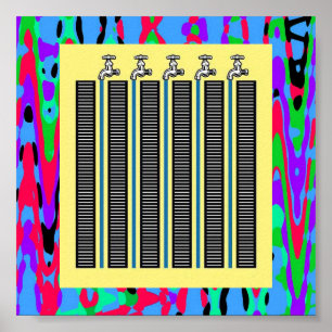 Poster Robinet d'eau : Illusion optique de robinets d'eau