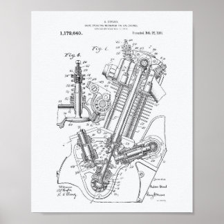 Poster Robinet moteur à gaz 1916 Brevet Art Livre blanc