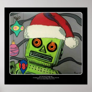 Poster Robot abstrait moderne de Noël de la moitié du