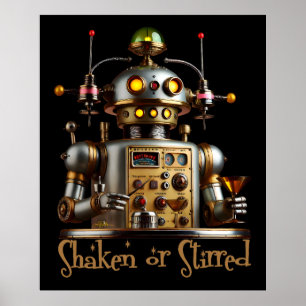 Poster Robot Barman Futuriste "Secoué ou Remué"