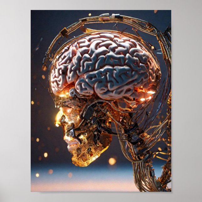 Poster Robot Cerveau Intelligence Artificielle (Devant)