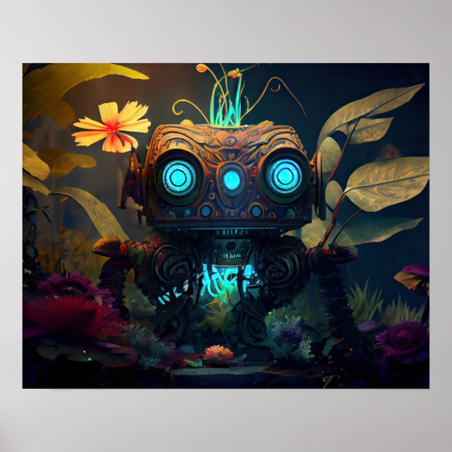 Poster Robot de forêt tropicale aux yeux brillants (Devant)