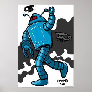 Poster Robot de saccage bleu