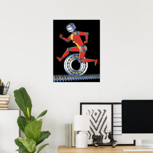Poster Robot de science-fiction vintage à roues