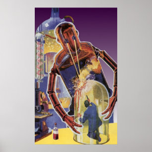 Poster Robot de science-fiction vintage avec les yeux de 