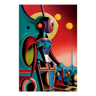 Poster Robot des yeux - Ken Gage Surreal Art