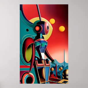 Poster Robot des yeux - Ken Gage Surreal Art