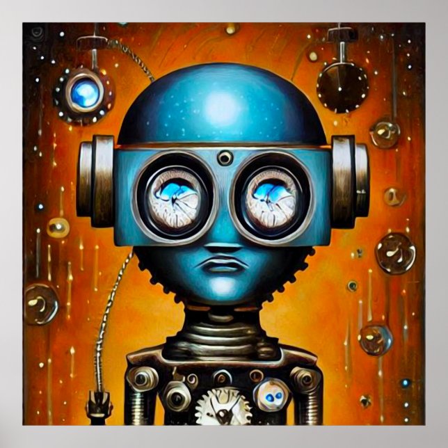 Poster Robot futuriste rétro (Devant)
