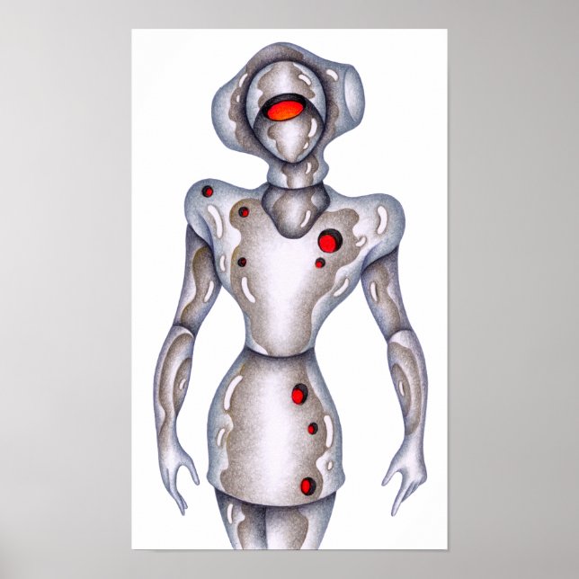 Poster Robot humanoïde de style rétro. (Devant)