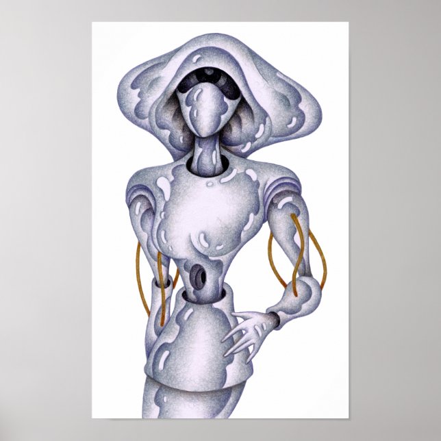 Poster Robot humanoïde de style rétro. (Devant)