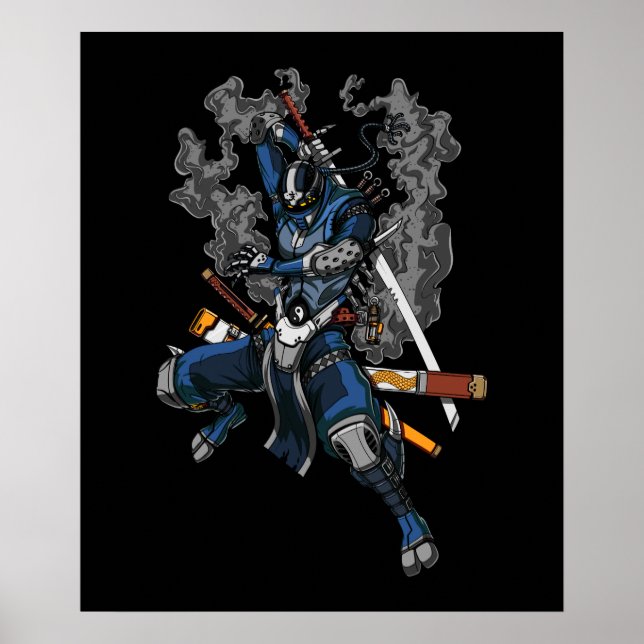 Poster Robot Ninja Samurai Guerrier Arts Martiaux (Devant)