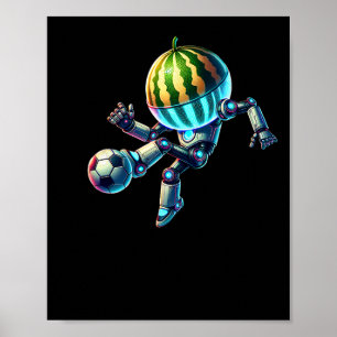 Poster Robot Pastèque Tête Football Footll Dribblage Coup