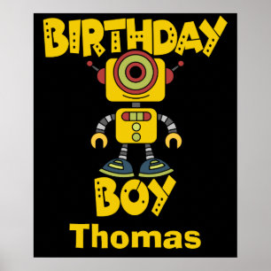 Poster Robot personnalisé Anniversaire Garçon