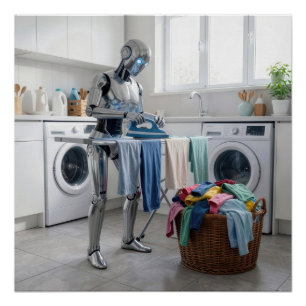 Poster Robot repassant les vêtements