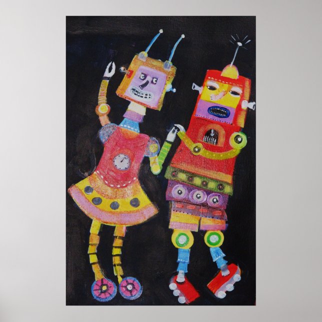 Poster Robot Retro pop art Vintage (Devant)