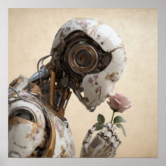 Poster Robot & Rose Solarpunk