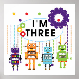 Poster Robot T-shirts et cadeaux d'anniversaire 3e