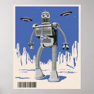 Poster Robot vintage 3 bleu