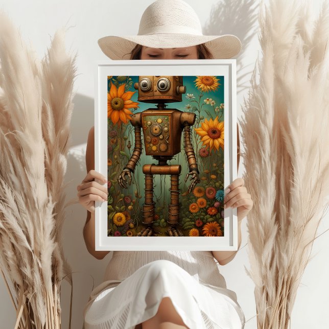 Poster Robot Whimsical Garden | ART NUMÉRIQUE (Créateur téléchargé)