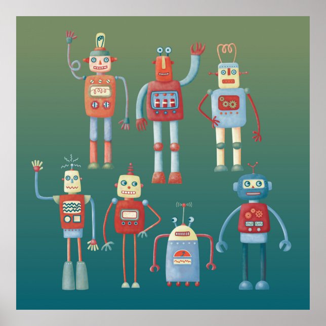 Poster Robots mignons (Devant)