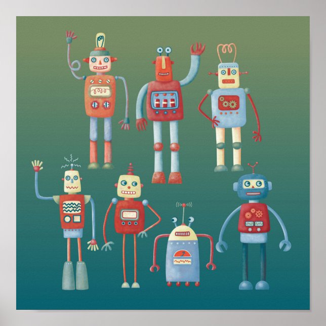 Poster Robots mignons (Devant)