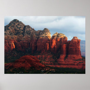 Poster Roche à café nuageux à Sedona Arizona