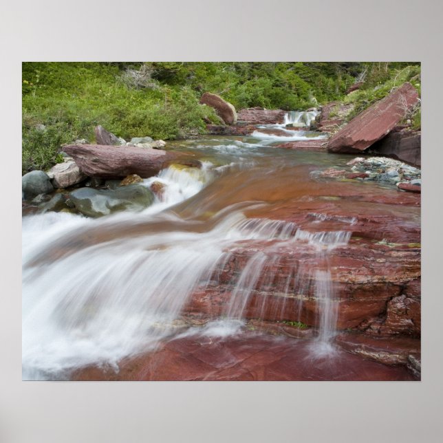 Poster Roche rouge dans le ruisseau Baring dans le Glacie (Devant)