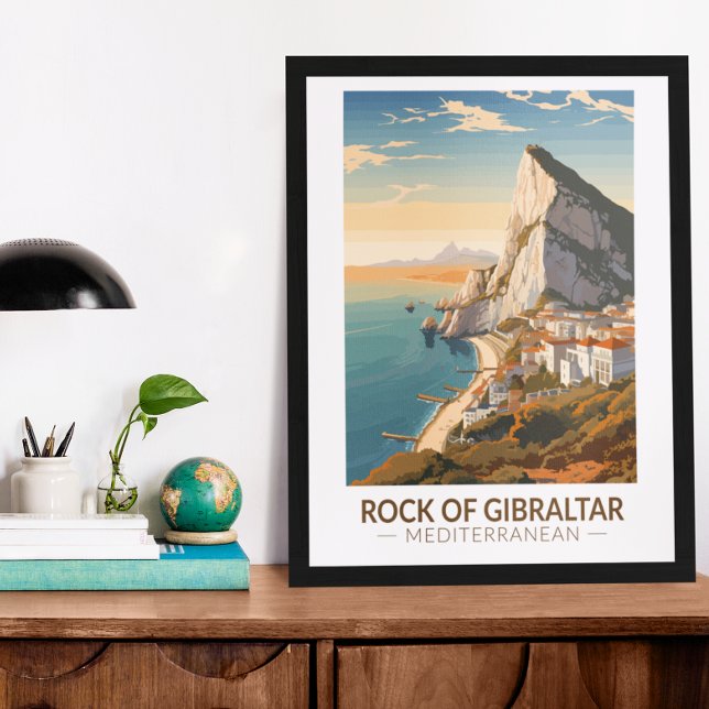 Poster Rocher de Gibraltar Travel Art Vintage (Créateur téléchargé)