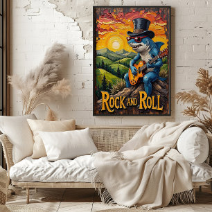 Poster Rocher sur les collines, coup de soleil