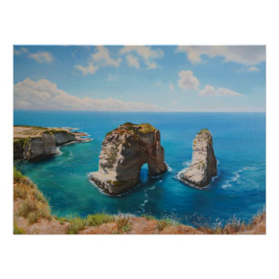 Poster Rochers de Pigeon, Beyrouth - Sérénité côtière