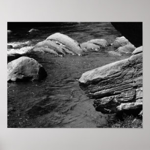 Poster Rochers Et Flux Nature Noir Et Blanc