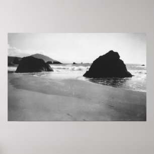 Poster Roches le long de plage au port Orford, Orégon