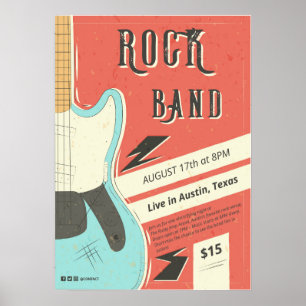 Poster Rock Band - Retro Music Event Design