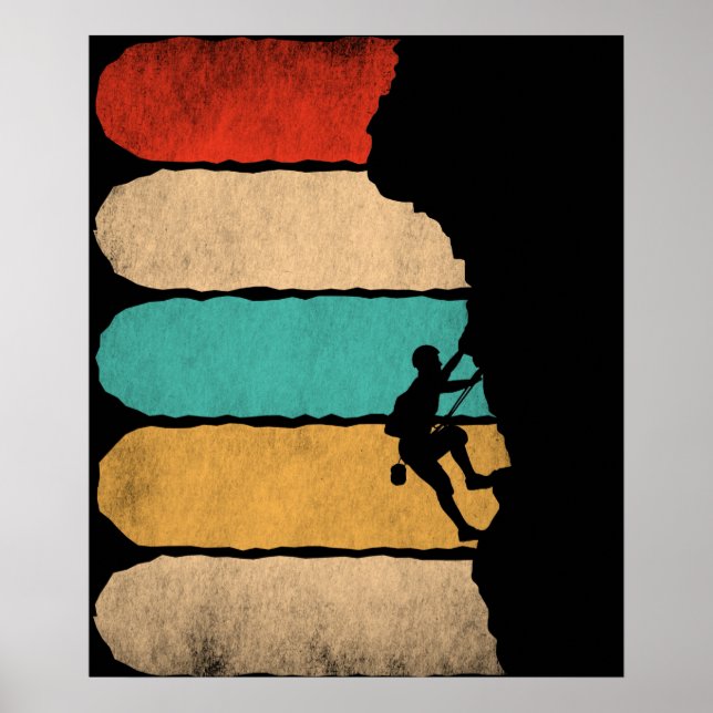 Poster Rock Escalade Rétro Hipster Climber Novelty (Devant)