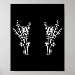 Poster Rock Et Rouleau Skeleton Mains Rock Sur Funny Rock