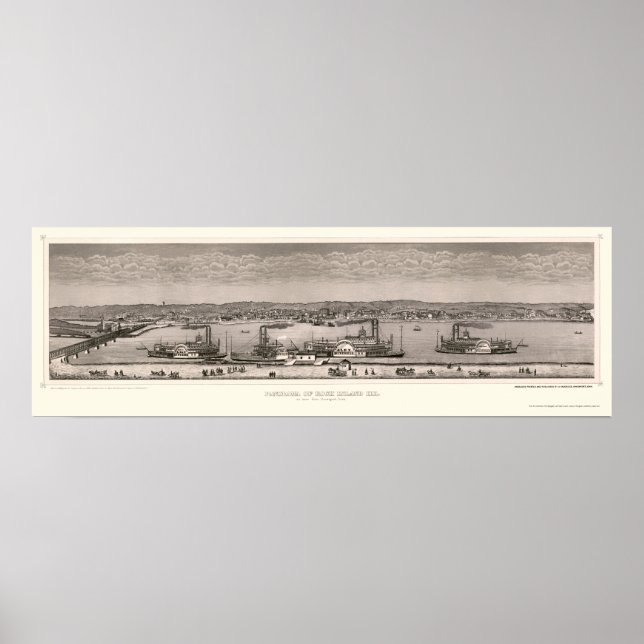 Poster Rock Island, IL Carte panoramique - 1874 (Devant)