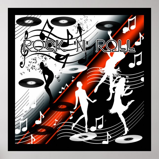 Poster Rock 'N' Roll Dance Music Red (Front)