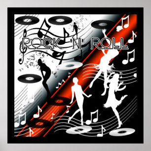 Poster Rock 'N' Roll Dance Musique Rouge