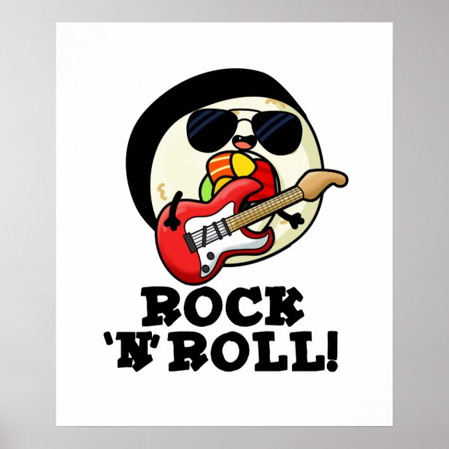Poster Rock n Roll Funny Sushi Roll Pun (Devant)