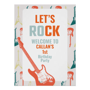Poster Rock n Roll Rockstar 1er anniversaire Bienvenue