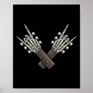 Poster Rock On Cou Guitar Rock And Roll Halloween Squelet