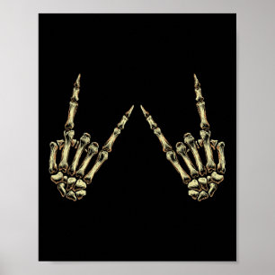 Poster Rock On Rock Et Roll Skeleton Mains - Pour Concert