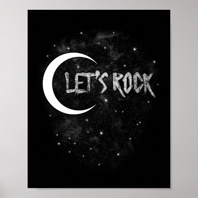 Poster Rock On Rock Star Moon Avec Stars Concert Ban (Devant)