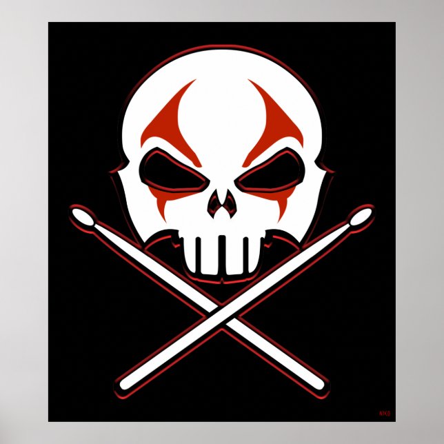 Poster Rock & Roll Poster Drummer en métal lourd P (Devant)