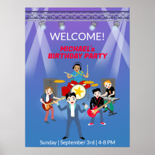Poster Rock Star Boys Band Anniversaire